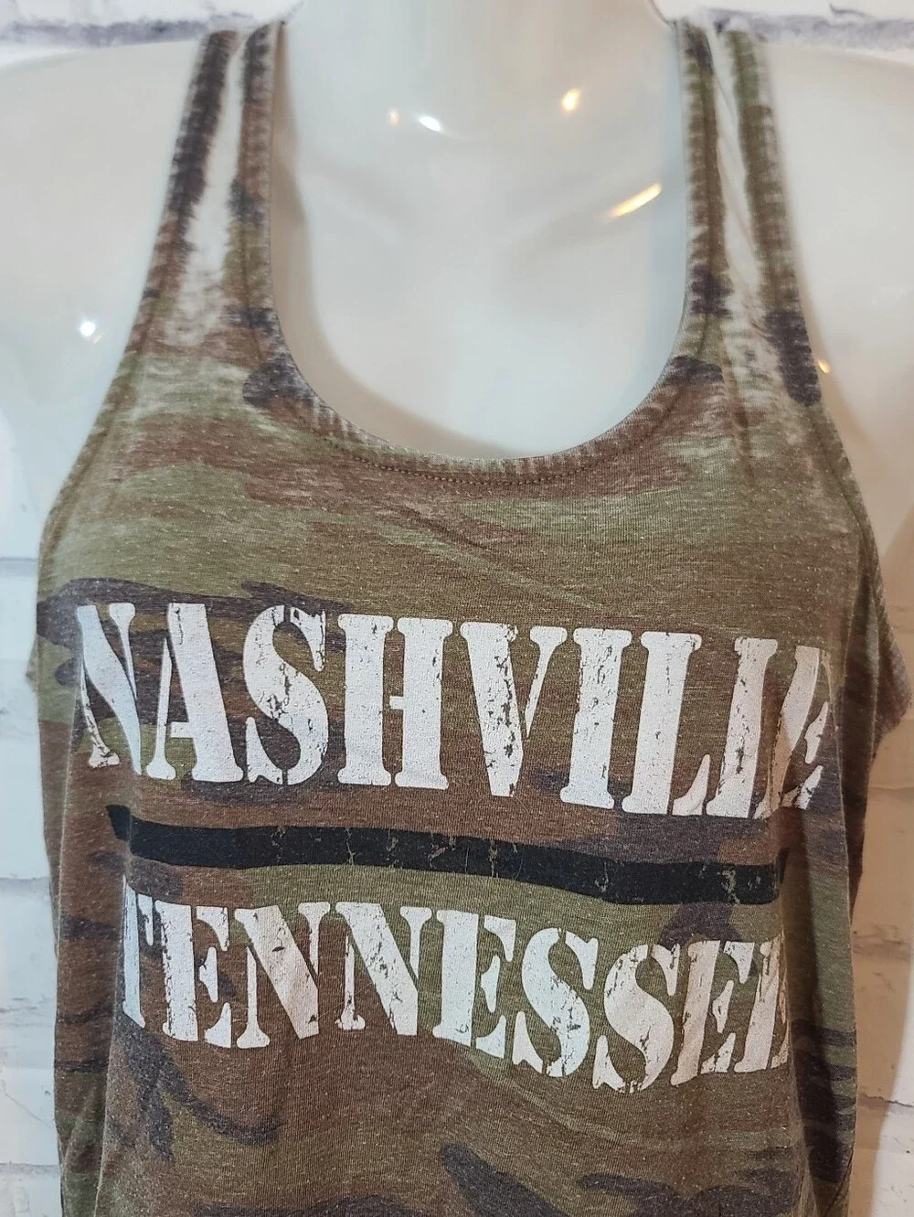 Nashville Camo Burnout Racerback Tank Top Small